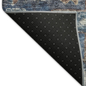 HomeRoots 10' Navy Blue Ivory Beige Medallion Area Rug - Washable, Durable for Indoor & Outdoor Use, Easy Care 688656