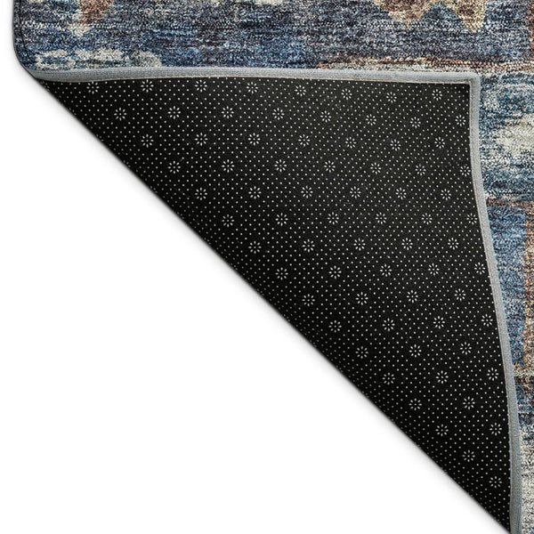 HomeRoots 10' Navy Blue Ivory Beige Medallion Area Rug - Washable, Durable for Indoor & Outdoor Use, Easy Care 688656