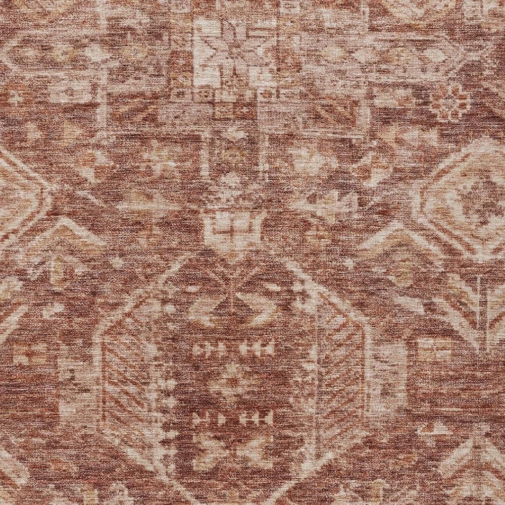 HomeRoots 5' X 8' Classic Rust and Beige Medallion Area Rug - Washable, Weather-Resistant for Indoor & Outdoor Use 688658