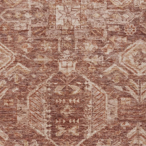 HomeRoots 5' X 8' Classic Rust and Beige Medallion Area Rug - Washable, Weather-Resistant for Indoor & Outdoor Use 688658