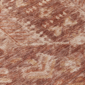 HomeRoots 8' Washable Round Area Rug in Rust and Beige Medallion Design - Durable, Stylish for Indoors & Outdoors 688659