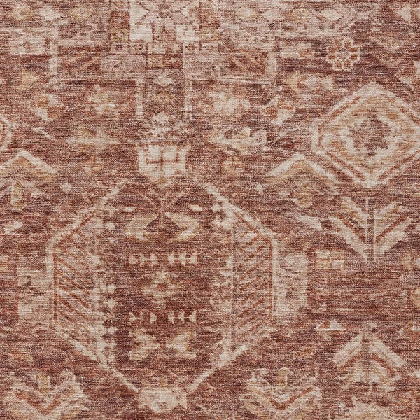 HomeRoots 9' X 12' Stylish Rust & Beige Medallion Washable Area Rug - Ideal for Indoor & Outdoor Spaces 688661