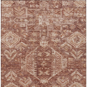HomeRoots 9' X 12' Stylish Rust & Beige Medallion Washable Area Rug - Ideal for Indoor & Outdoor Spaces 688661