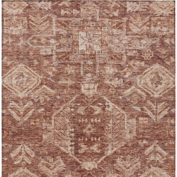 HomeRoots 9' X 12' Stylish Rust & Beige Medallion Washable Area Rug - Ideal for Indoor & Outdoor Spaces 688661