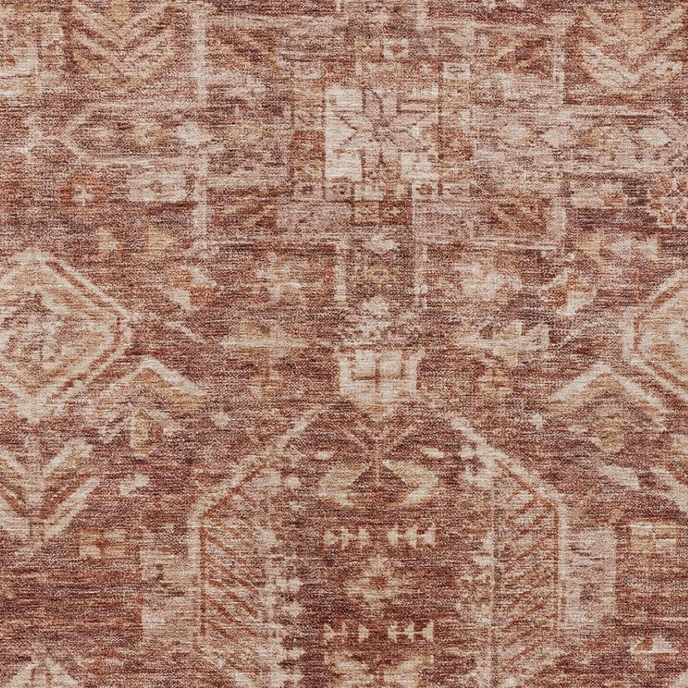 HomeRoots 10' X 14' Medallion Area Rug - Stylish Rust & Beige Design for Indoor/Outdoor Durability & Easy Care 688662