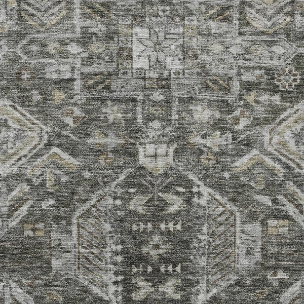HomeRoots 5' X 8' Washable Pewter & Silver Medallion Area Rug - Perfect for Indoor & Outdoor Spaces, Durable Design 688664