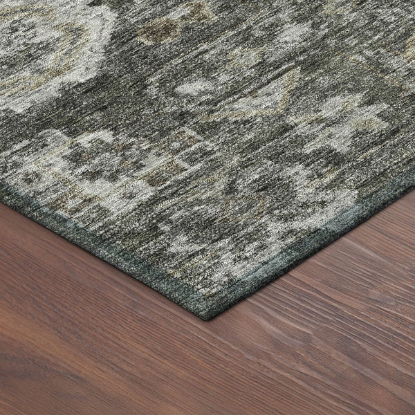 HomeRoots 8' Pewter and Silver Round Medallion Rug – Elegant, Washable, Durable for Indoor & Outdoor Spaces 688665