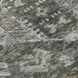 HomeRoots 8' Pewter and Silver Round Medallion Rug – Elegant, Washable, Durable for Indoor & Outdoor Spaces 688665
