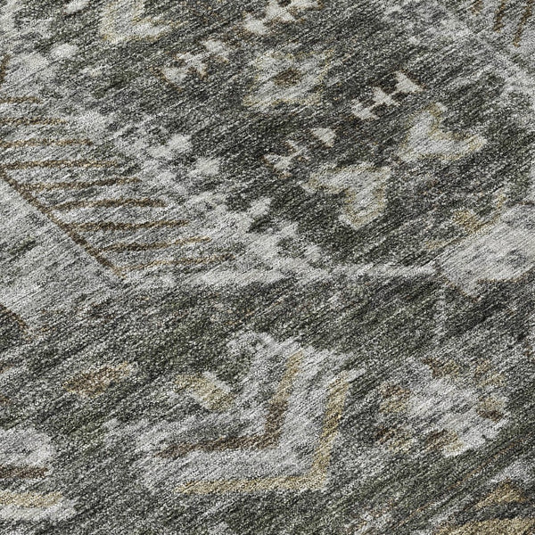 HomeRoots 8' Pewter and Silver Round Medallion Rug – Elegant, Washable, Durable for Indoor & Outdoor Spaces 688665