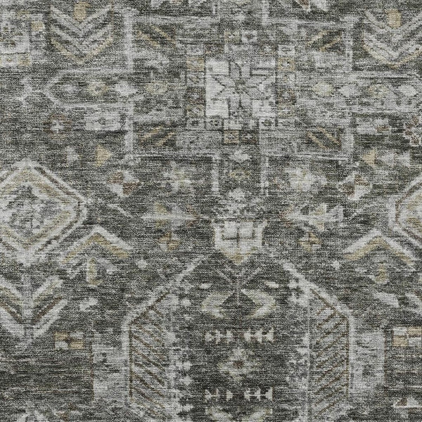 HomeRoots 8' X 10' Elegant Pewter and Silver Medallion Washable Area Rug - Versatile Indoor/Outdoor Decor 688666