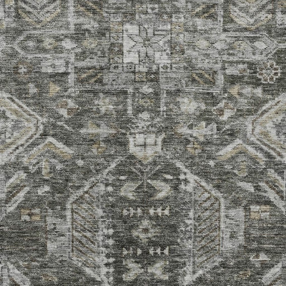 HomeRoots 9' X 12' Pewter & Silver Medallion Rug - Washable, Versatile Indoor/Outdoor Area Rug for All Spaces 688667