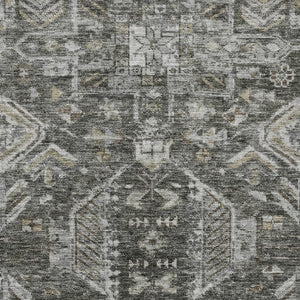 HomeRoots 9' X 12' Pewter & Silver Medallion Rug - Washable, Versatile Indoor/Outdoor Area Rug for All Spaces 688667