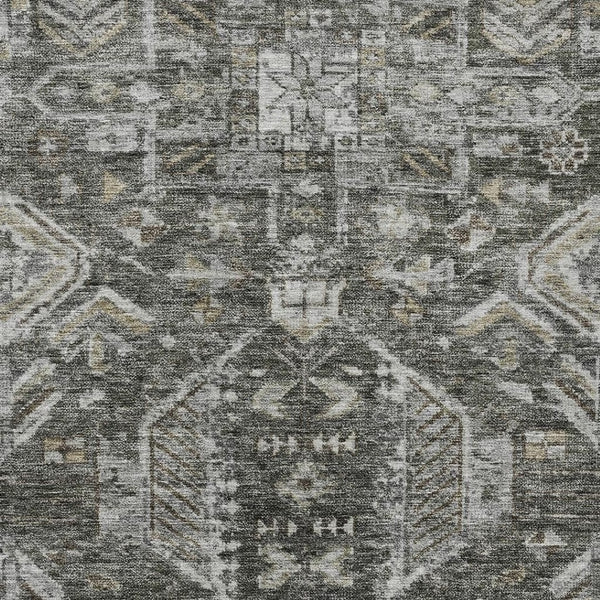 HomeRoots 9' X 12' Pewter & Silver Medallion Rug - Washable, Versatile Indoor/Outdoor Area Rug for All Spaces 688667
