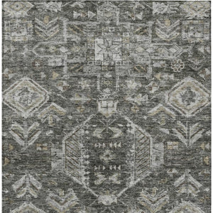 HomeRoots 9' X 12' Pewter & Silver Medallion Rug - Washable, Versatile Indoor/Outdoor Area Rug for All Spaces 688667