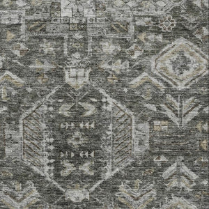 HomeRoots 10' X 14' Durable Pewter and Silver Medallion Area Rug - Washable for Indoor & Outdoor Elegance 688668