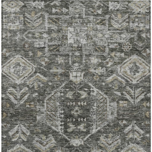 HomeRoots 10' X 14' Durable Pewter and Silver Medallion Area Rug - Washable for Indoor & Outdoor Elegance 688668