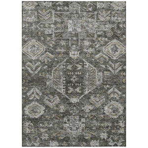 HomeRoots 10' X 14' Durable Pewter and Silver Medallion Area Rug - Washable for Indoor & Outdoor Elegance 688668