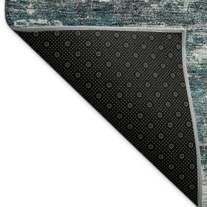 HomeRoots 8' Teal Blue and Silver Medallion Washable Area Rug - Durable, Stylish for Indoor & Outdoor Spaces! 688672