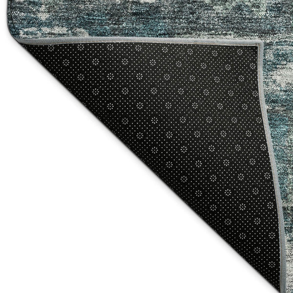 HomeRoots 8' Teal Blue and Silver Medallion Washable Area Rug - Durable, Stylish for Indoor & Outdoor Spaces! 688672