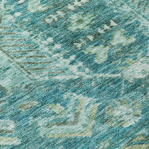 HomeRoots 8' Turquoise and Teal Round Medallion Rug - Durable, Washable, Stylish for Indoor and Outdoor Spaces 688677