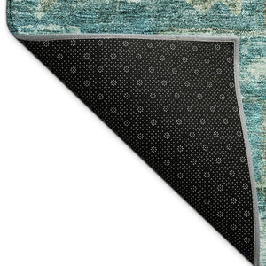 HomeRoots 9' X 12' Vibrant Turquoise and Teal Medallion Area Rug - Washable, Durable, Indoor/Outdoor Use! 688679
