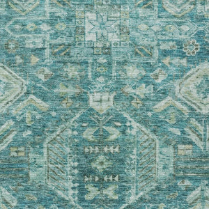 HomeRoots 10' Vibrant Turquoise and Teal Medallion Washable Area Rug - Indoor/Outdoor Durable Design! 688680