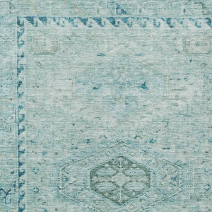 HomeRoots 8' X 10' Aqua Teal Medallion Washable Area Rug - Durable Indoor Outdoor Accent for Any Space 688684