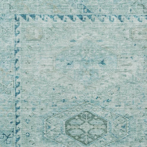 HomeRoots 9' X 12' Aqua & Teal Medallion Washable Area Rug – Durable Indoor/Outdoor Charm for Any Space! 688685