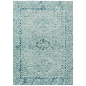 HomeRoots 9' X 12' Aqua & Teal Medallion Washable Area Rug – Durable Indoor/Outdoor Charm for Any Space! 688685