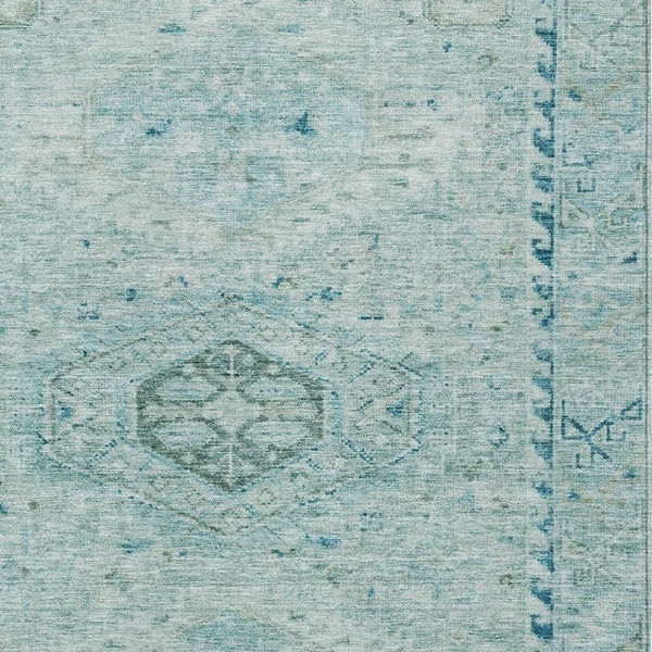 HomeRoots 10' Aqua & Teal Medallion Washable Area Rug - Durable Indoor/Outdoor Design for Stylish Spaces 688686