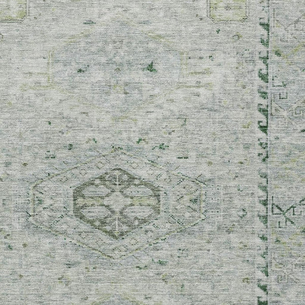 HomeRoots 5' Vibrant Lime Green and Beige Medallion Area Rug – Washable, Durable, Indoor/Outdoor Essential! 688688