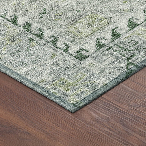 HomeRoots 8' Vibrant Lime Green & Beige Round Medallion Indoor-Outdoor Rug – Durable, Washable, Stylish Accent 688689