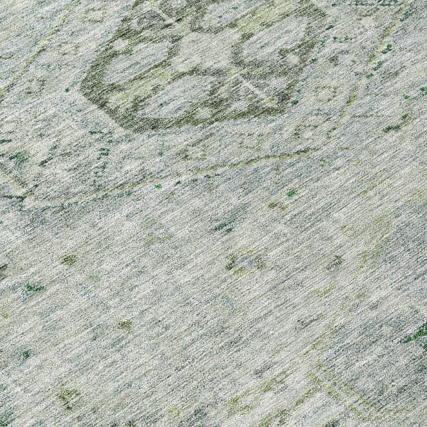 HomeRoots 8' Vibrant Lime Green & Beige Round Medallion Indoor-Outdoor Rug – Durable, Washable, Stylish Accent 688689