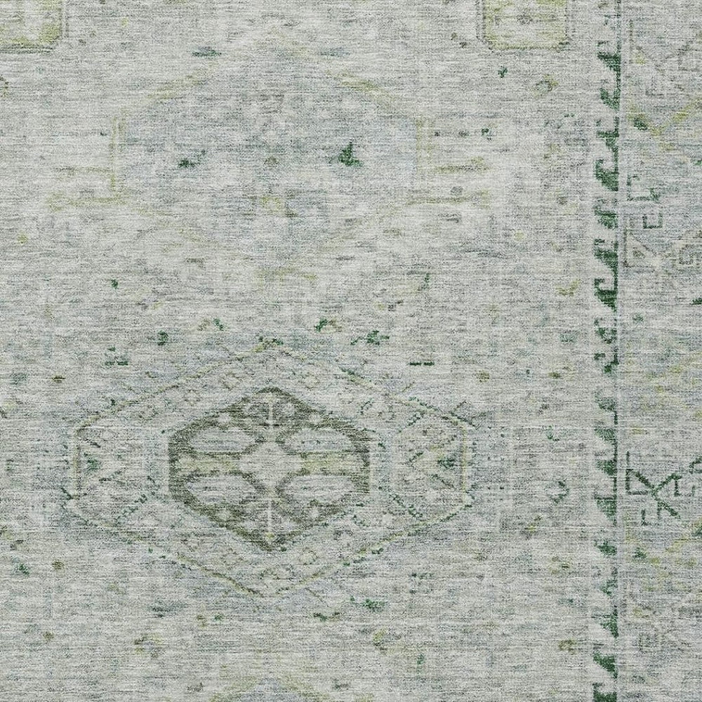 HomeRoots 8' X 10' Durable Lime Green and Beige Medallion Washable Area Rug for Indoor and Outdoor Use 688690