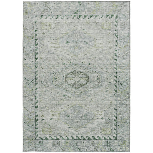 HomeRoots 9' X 12' Lime Green Beige Medallion Rug – Stylish, Washable Indoor/Outdoor Area Rug for Every Space 688691