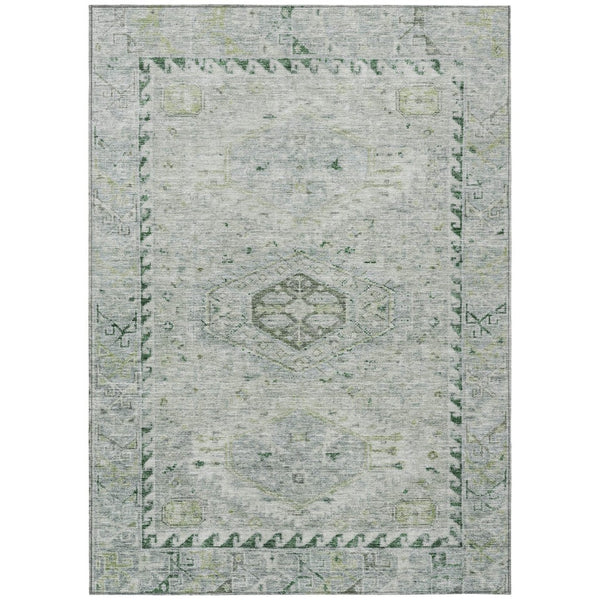 HomeRoots 10' Vibrant Lime Green and Beige Medallion Washable Area Rug for Indoor & Outdoor Living Spaces 688692