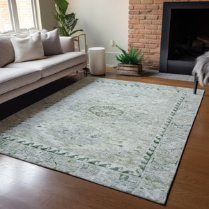 HomeRoots 10' Vibrant Lime Green and Beige Medallion Washable Area Rug for Indoor & Outdoor Living Spaces 688692