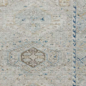 HomeRoots 8' X 10' Linen and Blue Medallion Washable Area Rug - Stylish, Durable Design for Indoor & Outdoor Use 688696