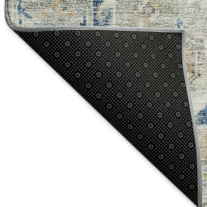 HomeRoots 8' X 10' Linen and Blue Medallion Washable Area Rug - Stylish, Durable Design for Indoor & Outdoor Use 688696