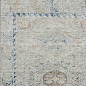 HomeRoots 10' Stylish Linen and Blue Medallion Rug – Durable, Washable, Indoor/Outdoor, Pet-Friendly Design! 688698