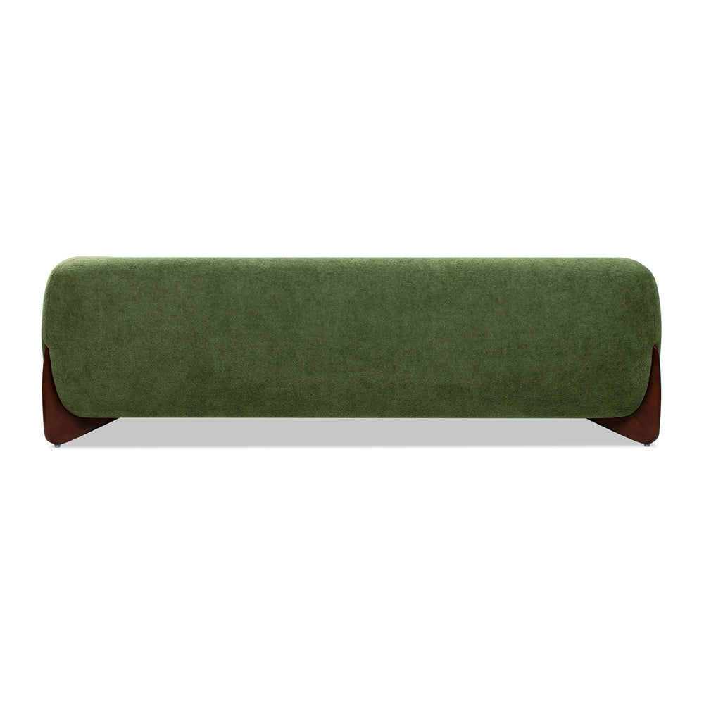 English Elm Jennifer Taylor Home - Alpine 90.5" Sherpa Sofa in Moss Green Teddy Fleece — Deep 24" Seat, Removable Cushions, Oak Legs B2719P280162