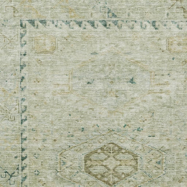 HomeRoots 5' Sage and Gold Medallion Area Rug - Washable, Durable, Indoor/Outdoor Design for Stylish Spaces 688700