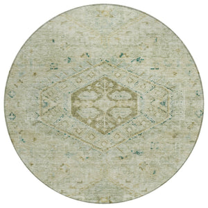 HomeRoots 8' Sage and Gold Medallion Area Rug - Durable, Washable Indoor/Outdoor Design for High-Traffic Spaces 688701