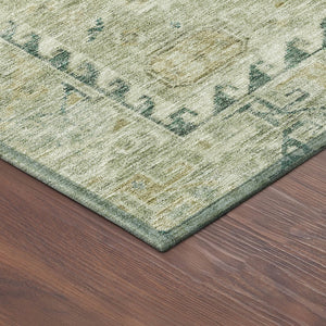 HomeRoots 8' Sage and Gold Medallion Area Rug - Durable, Washable Indoor/Outdoor Design for High-Traffic Spaces 688701