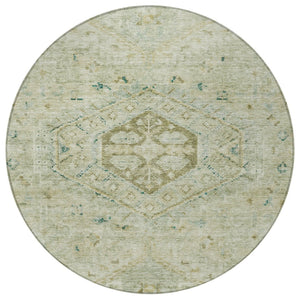 HomeRoots 8' Sage and Gold Medallion Area Rug - Durable, Washable Indoor/Outdoor Design for High-Traffic Spaces 688701