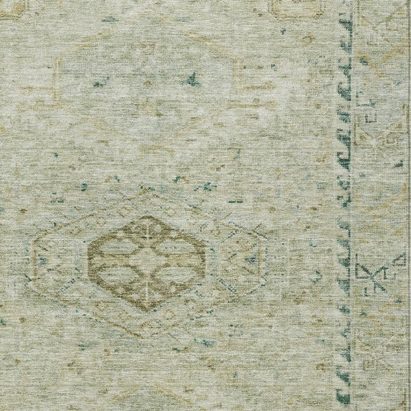 HomeRoots 9' X 12' Sage and Gold Medallion Area Rug – Elegant, Washable Indoor/Outdoor Design for All Spaces 688703