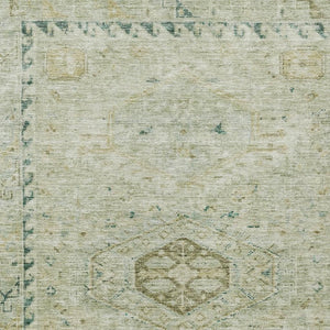 HomeRoots 10' Sage and Gold Medallion Area Rug – Stylish, Washable, Indoor/Outdoor Elegance for Every Space 688704