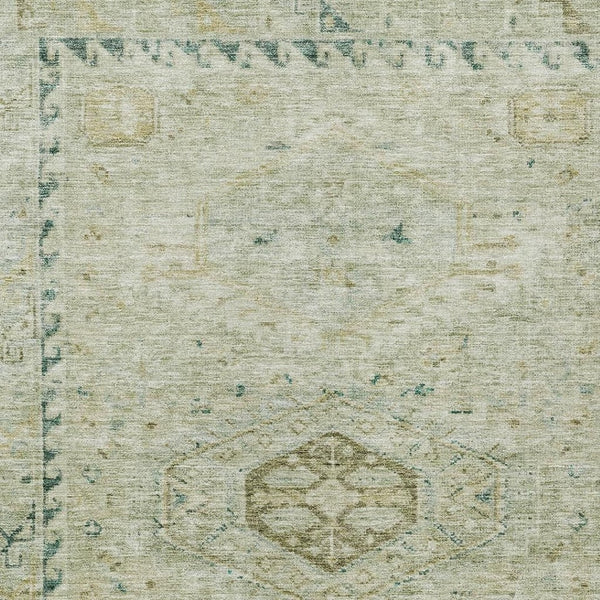 HomeRoots 10' Sage and Gold Medallion Area Rug – Stylish, Washable, Indoor/Outdoor Elegance for Every Space 688704
