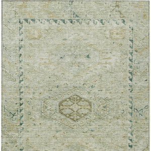 HomeRoots 10' Sage and Gold Medallion Area Rug – Stylish, Washable, Indoor/Outdoor Elegance for Every Space 688704