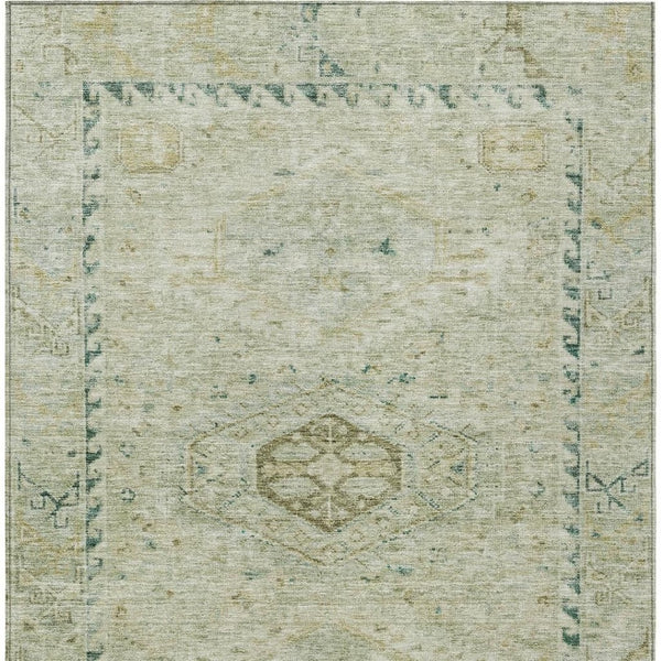 HomeRoots 10' Sage and Gold Medallion Area Rug – Stylish, Washable, Indoor/Outdoor Elegance for Every Space 688704